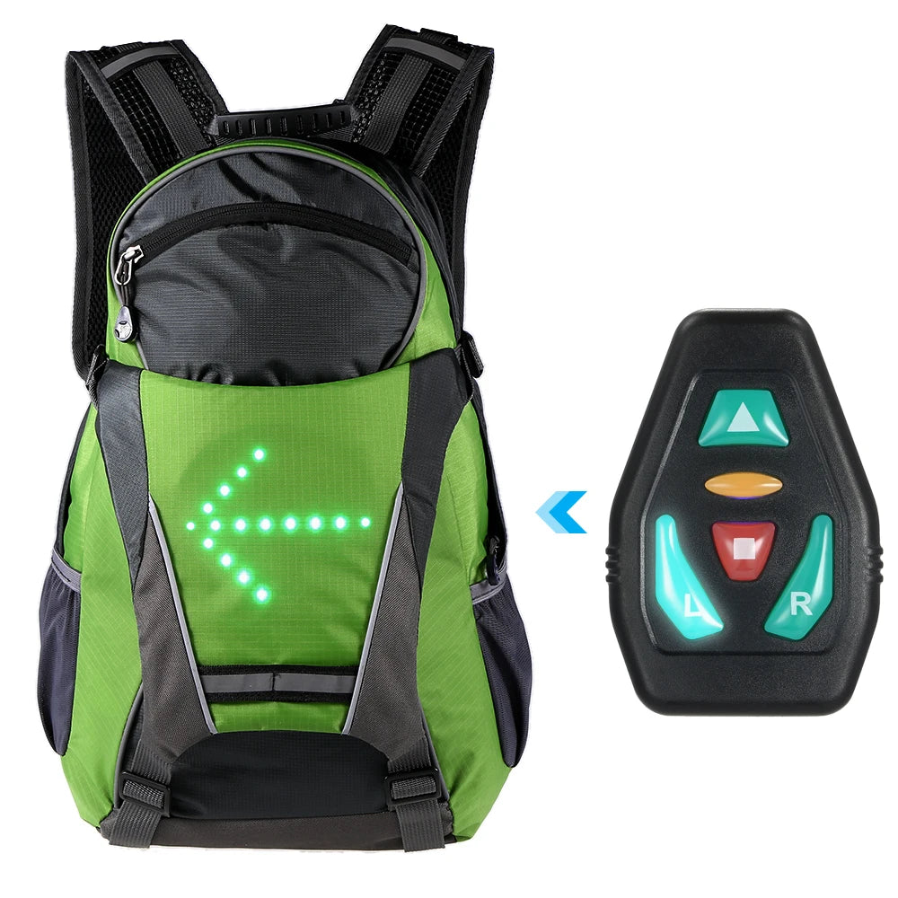 Reflective Safety Bicycle Backpack with LED Signal - 18 Liters