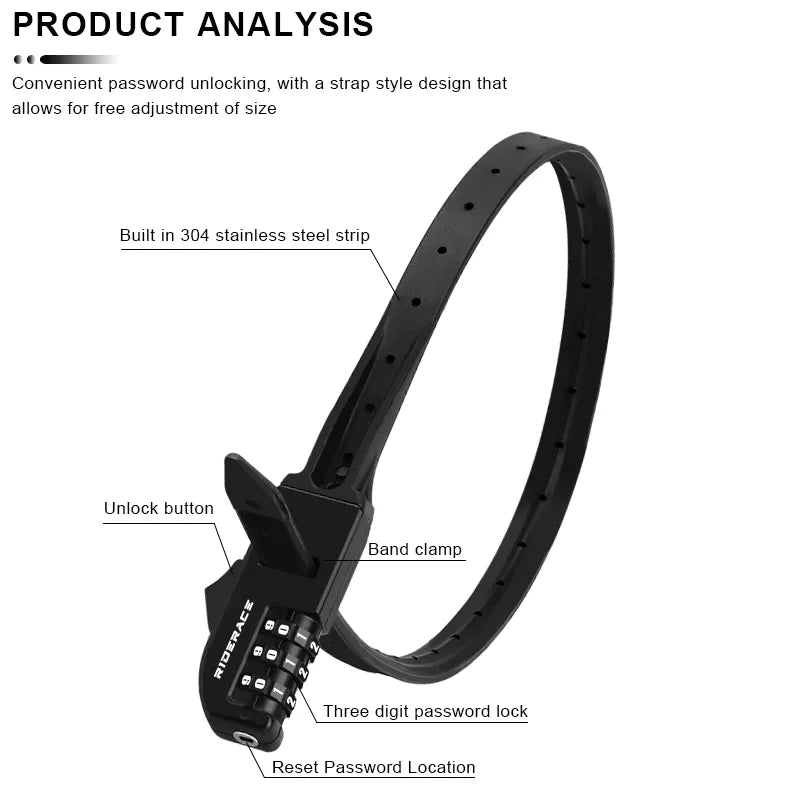 Bicycle 3-digit Password Tie Lock