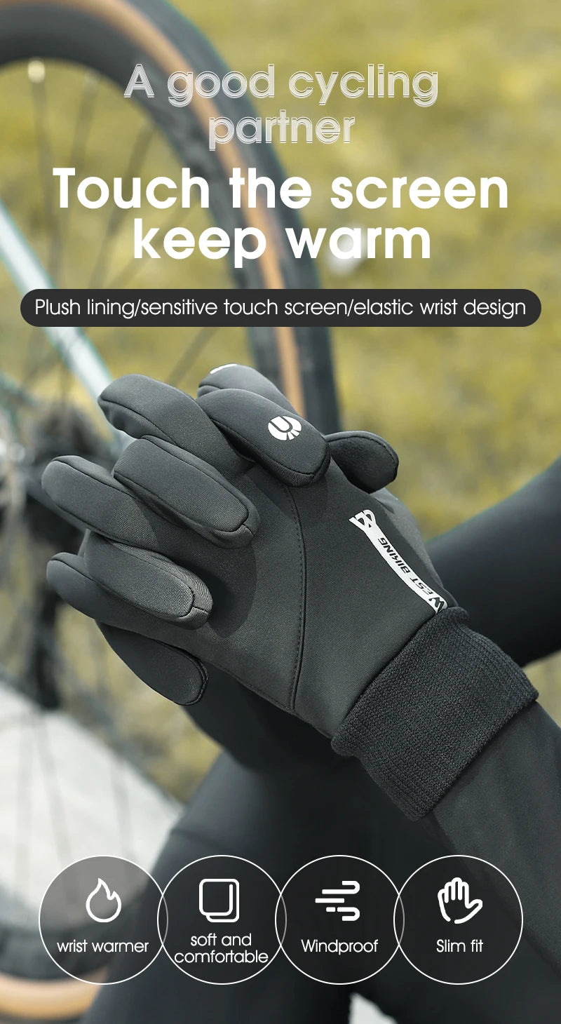 Autumn Winter Thermal Bicycle Gloves for Touch Screen