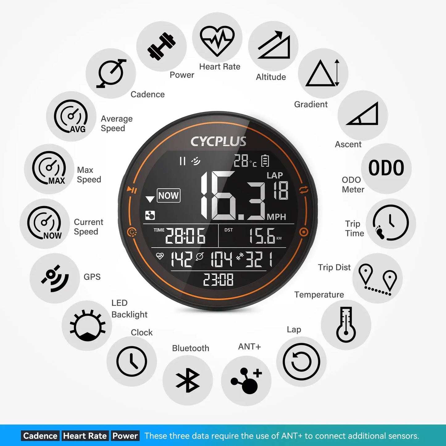 CYCPLUS M2 Wireless GPS Bicycle Computer