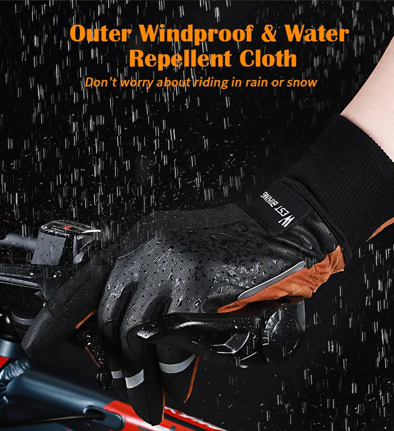 Autumn Winter Thermal Bicycle Gloves for Touch Screen