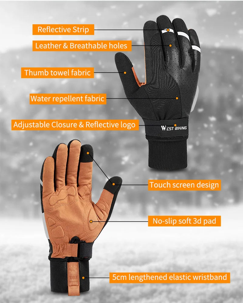 Autumn Winter Thermal Bicycle Gloves for Touch Screen