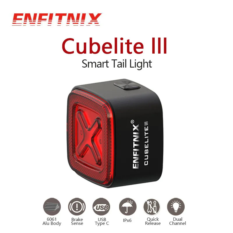 Cubelite III Smart Bicycle Tail Light with Brake Warning