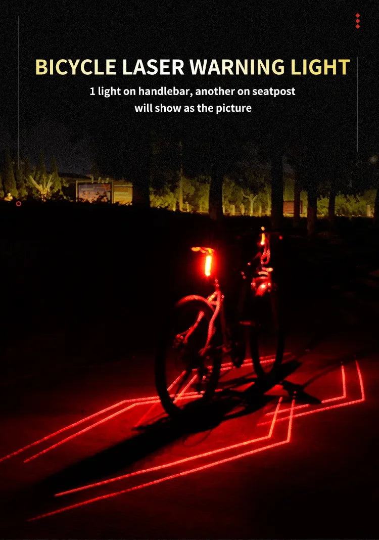 Bicycle Rechargeable LED & Laser Warning Light