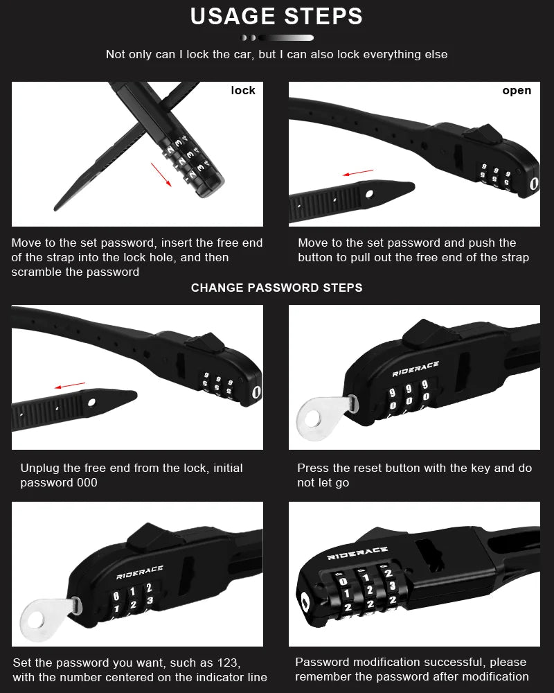 Bicycle 3-digit Password Tie Lock