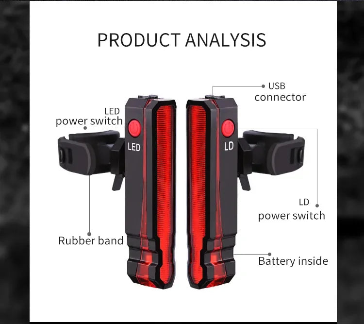 Bicycle Rechargeable LED & Laser Warning Light